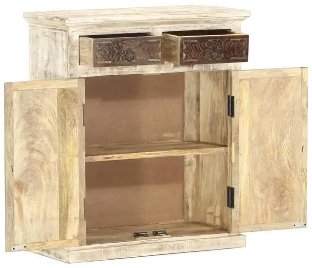 Alt view image 11 of 12 - vidaXL Sideboard White 25.6"x11.8"x29.5" Solid Mango Wood