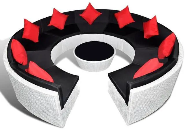 Alt view image 3 of 3 - vidaXL Patio Sofa Set Set of 10 White, Black, Red