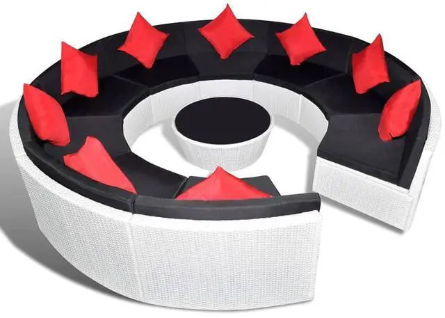 Alt view image 2 of 3 - vidaXL Patio Sofa Set Set of 10 White, Black, Red