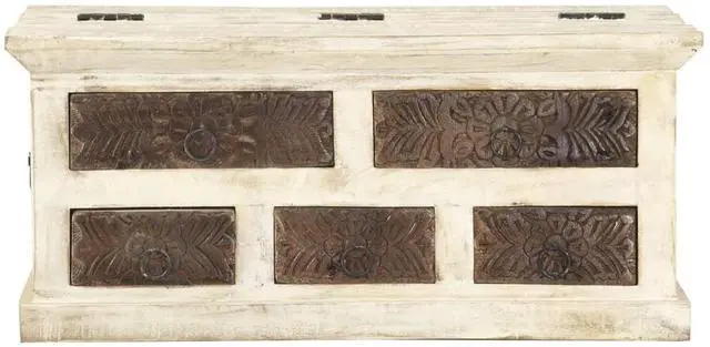 Alt view image 9 of 13 - vidaXL Coffee Table White 26.8"x26.8"x11.8" Solid Mango Wood