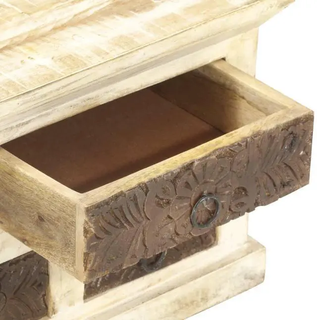 Alt view image 11 of 13 - vidaXL Coffee Table White 26.8"x26.8"x11.8" Solid Mango Wood