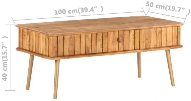 Alt view image 11 of 14 - vidaXL Coffee Table 39.4"x19.7"x15.7" Solid Acacia Wood