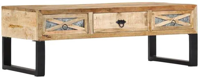 Main image of vidaXL Coffee Table Natural wood, Black Solid mango wood, Galvanized steel