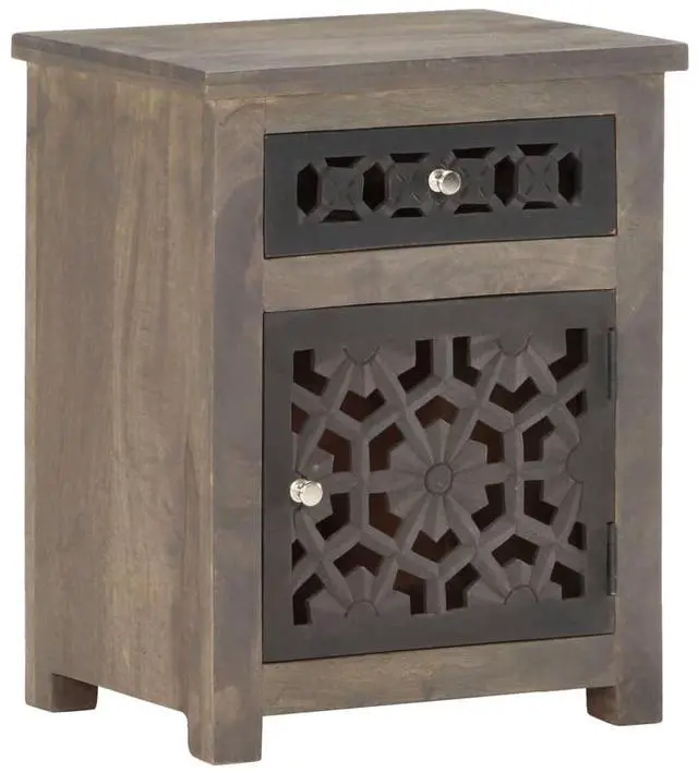 Alt view image 14 of 16 - vidaXL Cabinet Bedside End Table with 1 Drawer and 1 Door Solid Wood Mango
