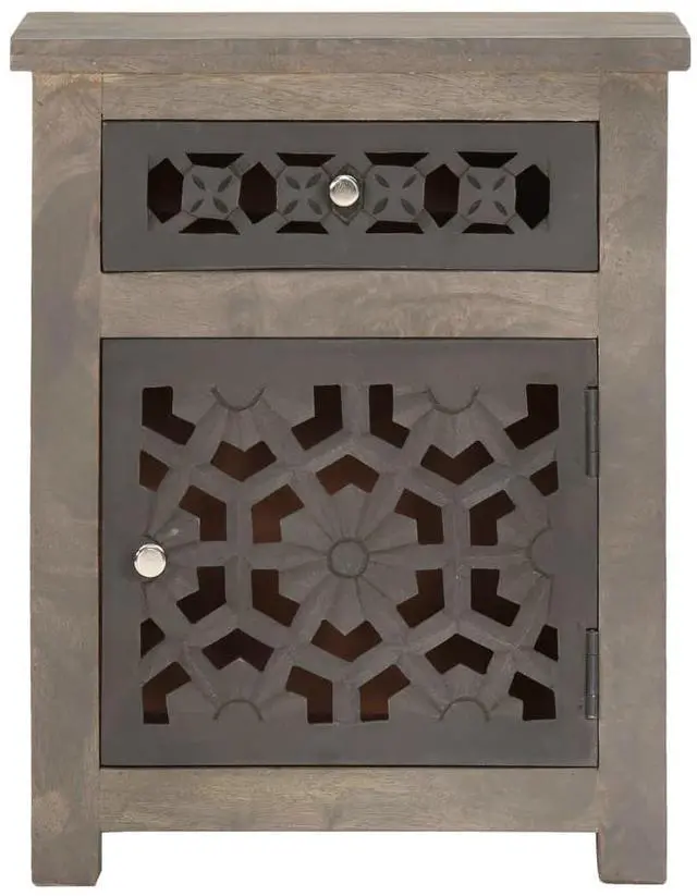 Alt view image 15 of 16 - vidaXL Cabinet Bedside End Table with 1 Drawer and 1 Door Solid Wood Mango