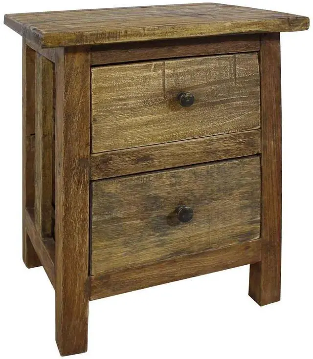 Alt view image 2 of 17 - vidaXL Nightstand Accent End Table with Storage Drawers Solid Reclaimed Wood