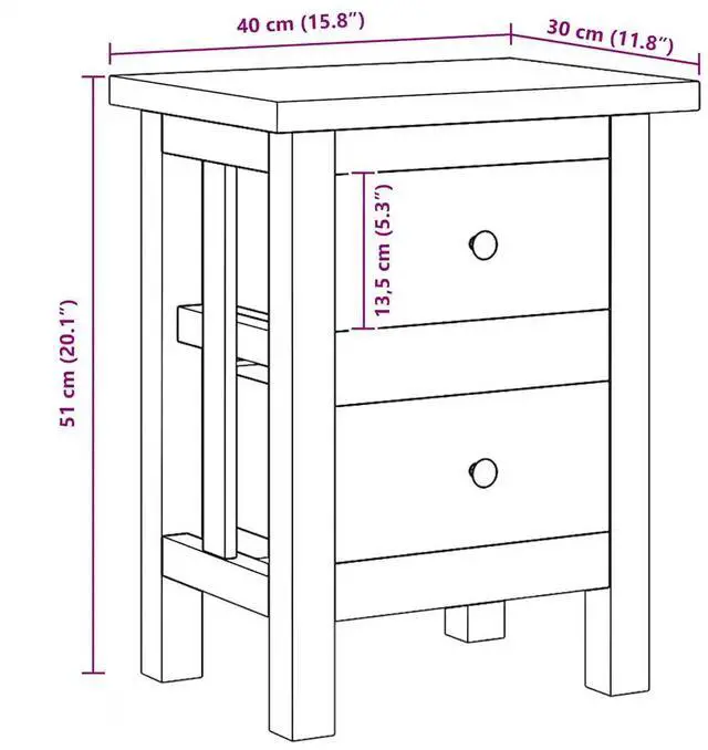 Alt view image 4 of 17 - vidaXL Nightstand Accent End Table with Storage Drawers Solid Reclaimed Wood
