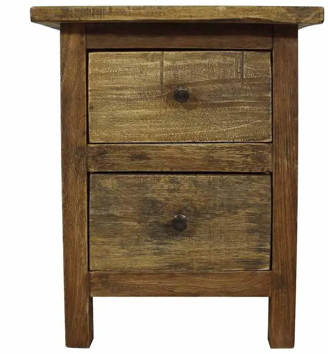 Alt view image 5 of 17 - vidaXL Nightstand Accent End Table with Storage Drawers Solid Reclaimed Wood