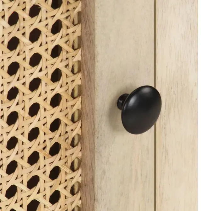 Alt view image 15 of 16 - vidaXL Bedside Cabinet 15.7"x11.8"x19.7" Solid Mango Wood and Natural Cane