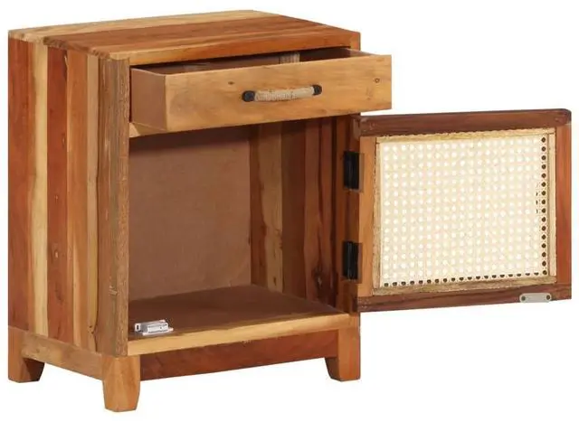 Alt view image 18 of 18 - vidaXL Cabinet Bedside End Table with 1 Drawer and 1 Door Solid Reclaimed Wood