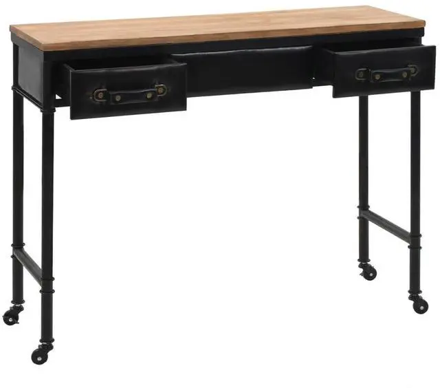 Alt view image 5 of 10 - vidaXL Console Table with Castors 39.4"x13"x31.5" Solid Wood Fir