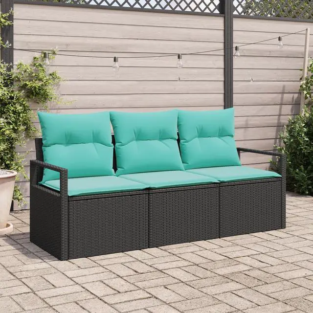 Main image of vidaXL Garden Sofa Set 3 pcs Black Poly rattan