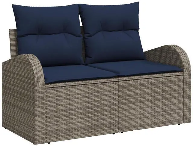 Alt view image 6 of 6 - vidaXL Garden Sofa Set 7 pcs Gray Poly rattan