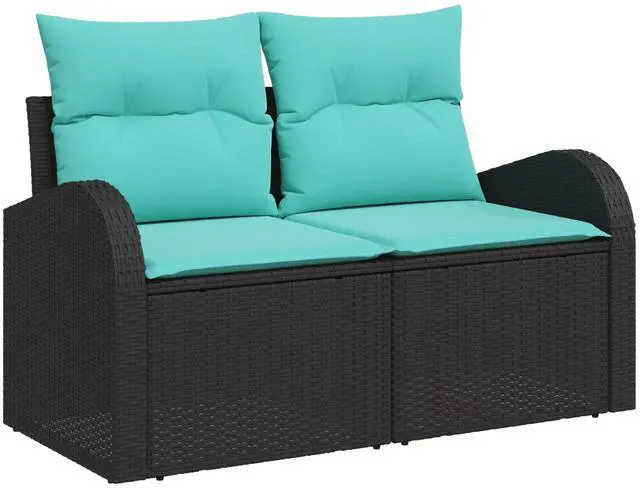 Alt view image 6 of 6 - vidaXL Garden Sofa Set 7 pcs Black Poly rattan