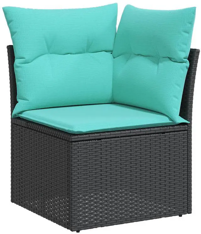 Alt view image 5 of 6 - vidaXL Garden Dining Set 6 pcs Black, turquoise 100 x 55 x 73 cm
