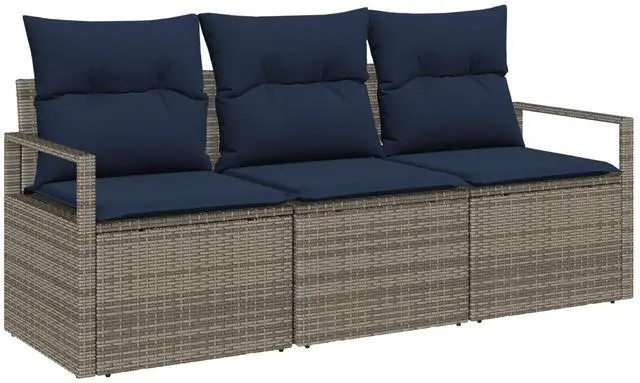 Main image of vidaXL Garden Sofa Set 3 pcs Gray Poly rattan