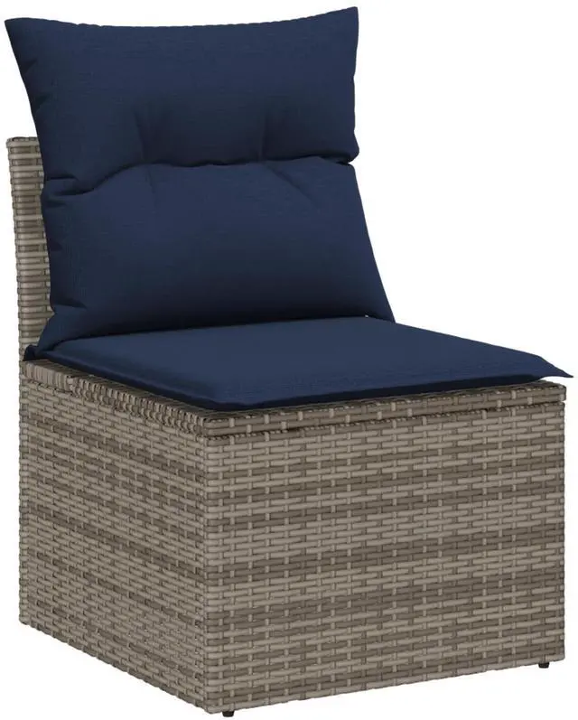 Alt view image 3 of 5 - vidaXL Garden Sofa Set 3 pcs Gray Poly rattan