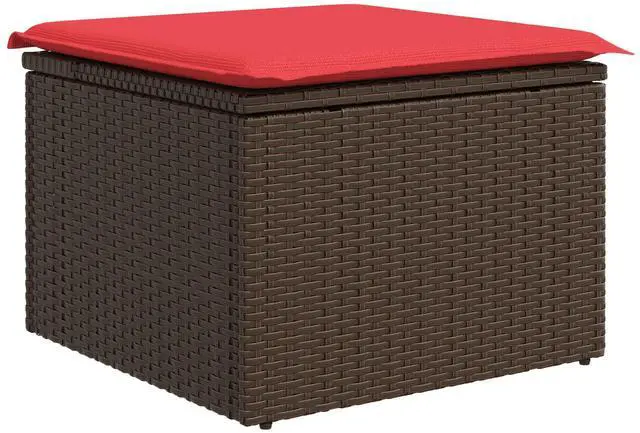 Alt view image 6 of 6 - vidaXL Garden Sofa Set with Cushion 9 pcs Brown and red