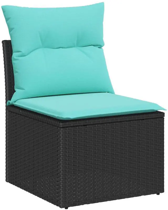 Alt view image 4 of 6 - vidaXL Garden Sofa Set 9 pcs Black Poly rattan