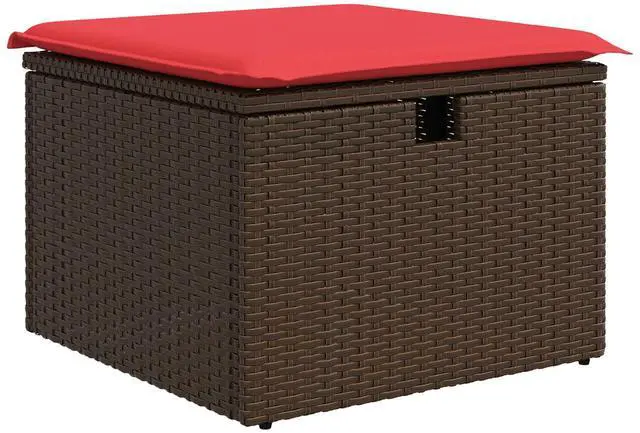 Alt view image 5 of 6 - vidaXL 4 Piece Garden Sofa Set with Cushions Brown Poly Rattan