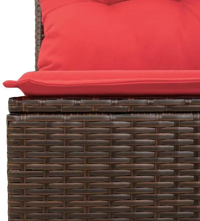 Alt view image 6 of 6 - vidaXL 4 Piece Garden Sofa Set with Cushions Brown Poly Rattan
