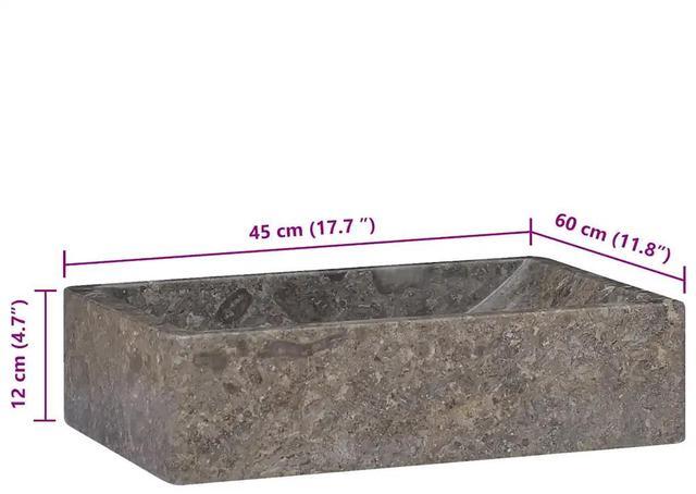 Alt view image 10 of 13 - vidaXL Sink Gray 17.7"x11.8"x4.7" Marble