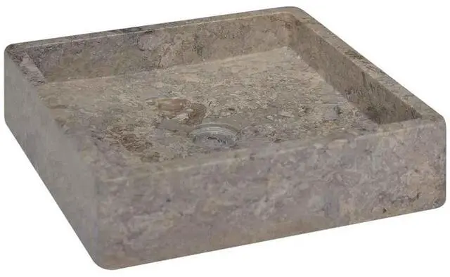 Main image of vidaXL Sink Bathroom Wash Basin Vanity Vessel Sink Gray 15.7"x15.7"x3.9" Marble