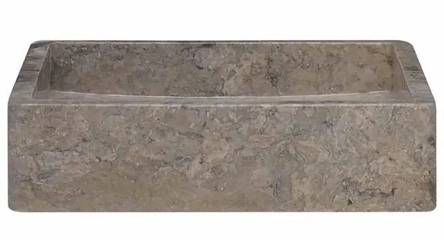 Alt view image 3 of 7 - vidaXL Sink Bathroom Wash Basin Vanity Vessel Sink Gray 15.7"x15.7"x3.9" Marble
