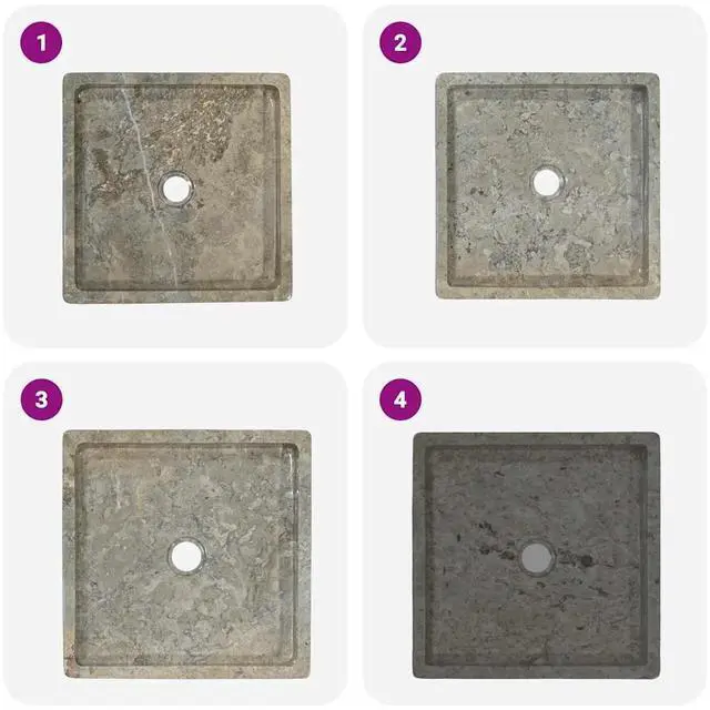 Alt view image 6 of 7 - vidaXL Sink Bathroom Wash Basin Vanity Vessel Sink Gray 15.7"x15.7"x3.9" Marble