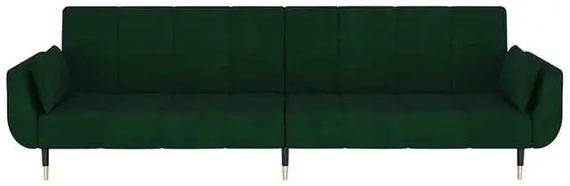 Alt view image 5 of 7 - vidaXL 2-Seater Sofa Bed with Two Pillows Loveseat Couch Dark Green Velvet