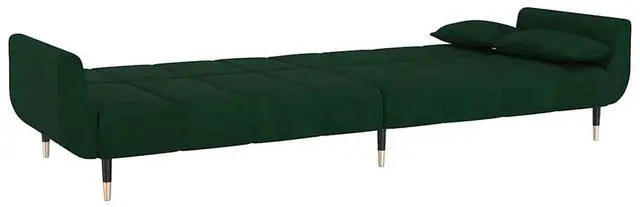 Alt view image 7 of 7 - vidaXL 2-Seater Sofa Bed with Two Pillows Loveseat Couch Dark Green Velvet
