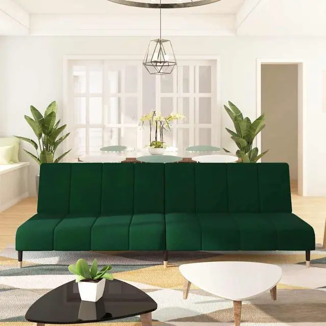 Main image of vidaXL 2-Seater Sofa Bed Accent Upholstered Loveseat Couch Dark Green Velvet