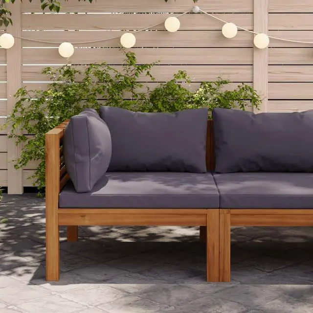 Main image of vidaXL Sectional Corner Sofa with Dark Gray Cushions Solid Acacia Wood