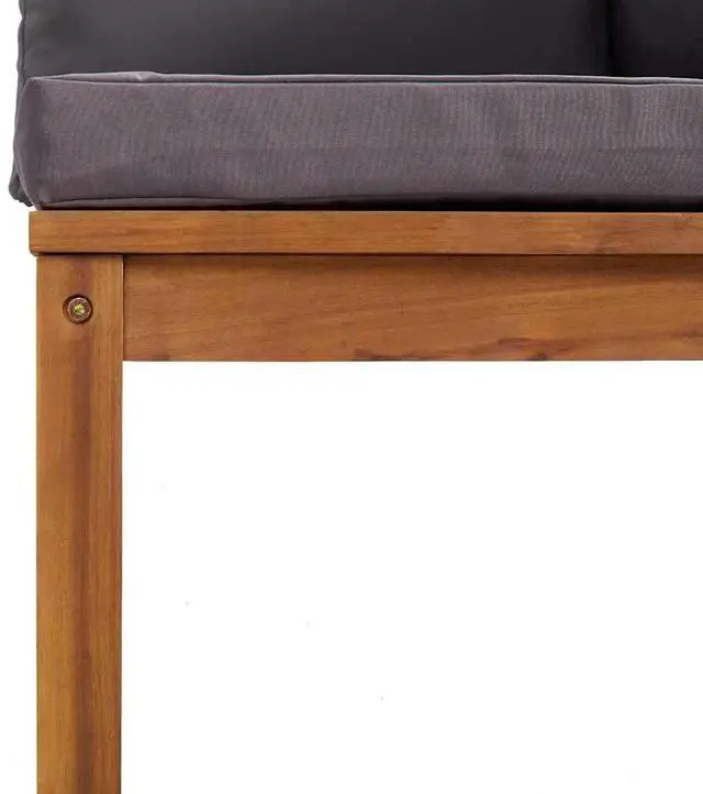 Alt view image 6 of 7 - vidaXL Sectional Corner Sofa with Dark Gray Cushions Solid Acacia Wood