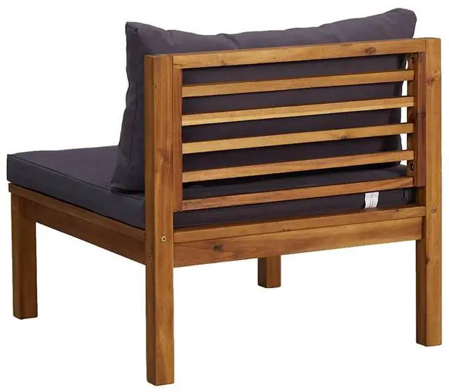 Alt view image 5 of 7 - vidaXL Sectional Middle Sofa with Dark Gray Cushions Solid Acacia Wood