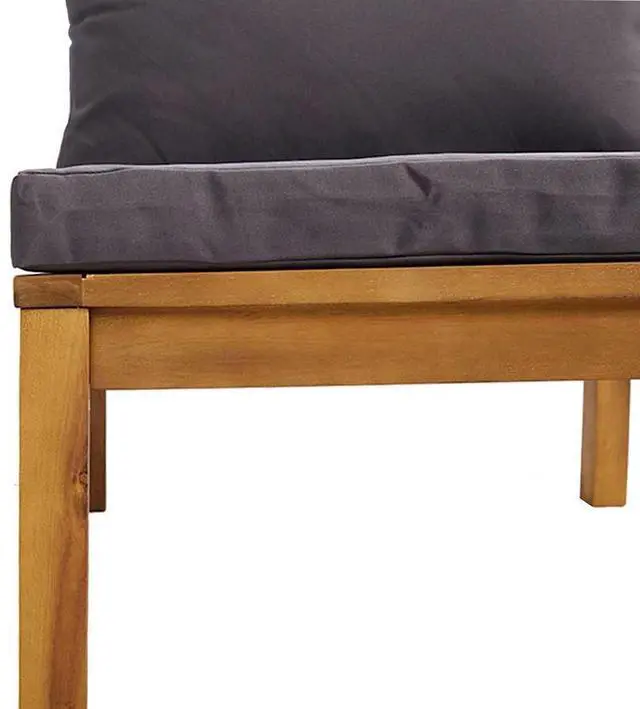 Alt view image 6 of 7 - vidaXL Sectional Middle Sofa with Dark Gray Cushions Solid Acacia Wood