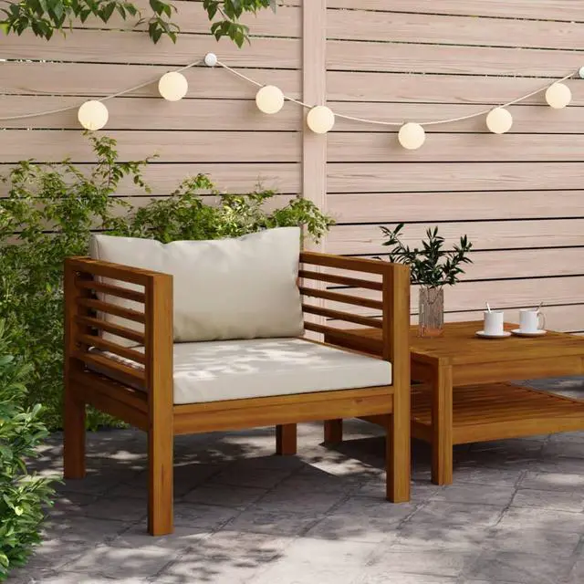 Main image of vidaXL Patio Chair with Cream White Cushions Solid Acacia Wood