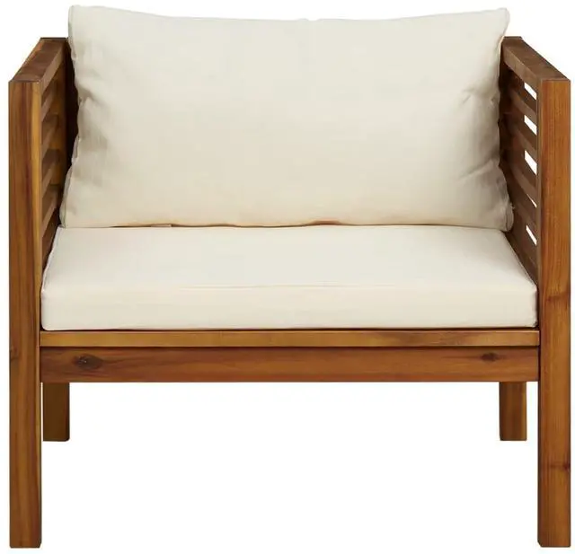 Alt view image 3 of 7 - vidaXL Patio Chair with Cream White Cushions Solid Acacia Wood