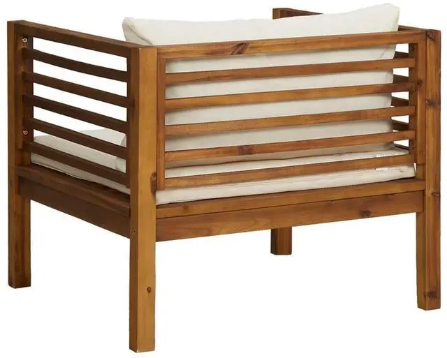Alt view image 5 of 7 - vidaXL Patio Chair with Cream White Cushions Solid Acacia Wood