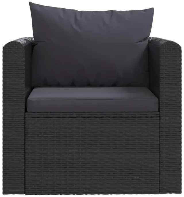 Alt view image 5 of 7 - vidaXL Patio Sofa 7 Piece Outdoor Sectional Sofa with Cushions PE Rattan Black