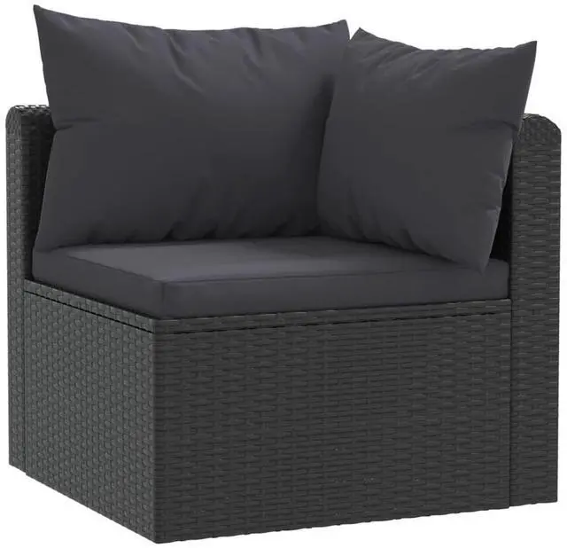Alt view image 3 of 7 - vidaXL Patio Sofa 4 Piece Outdoor Sectional Sofa with Cushions PE Rattan Black