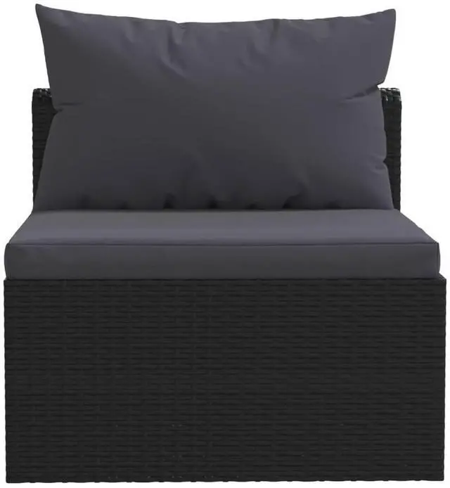 Alt view image 6 of 7 - vidaXL Patio Sofa 4 Piece Outdoor Sectional Sofa with Cushions PE Rattan Black