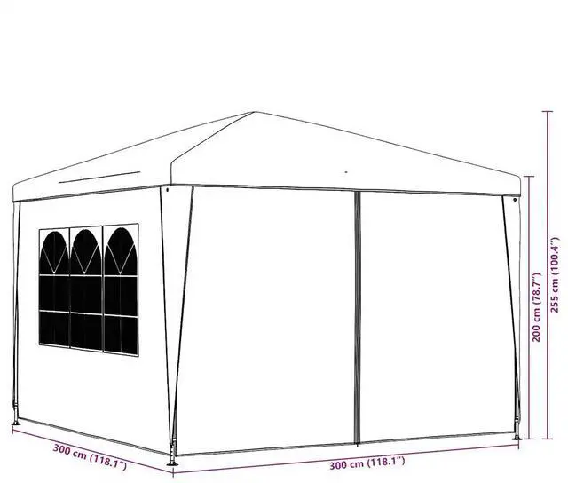 Alt view image 5 of 15 - vidaXL Party Tent Outdoor Canopy Tent Patio Gazebo Marquee Sunshade White