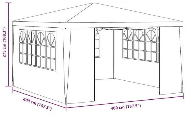 Alt view image 4 of 7 - vidaXL Professional Party Tent with Side Walls 13.1'x13.1' Blue 90 g/m