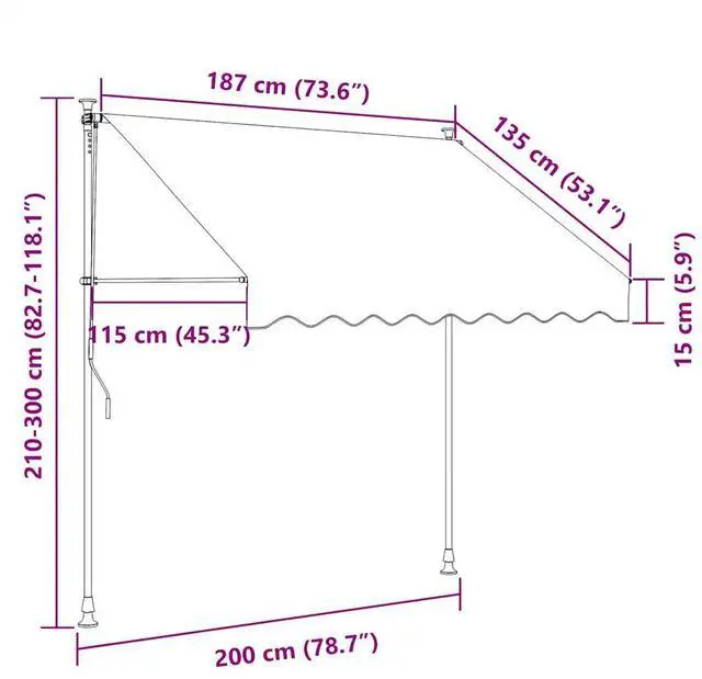 Alt view image 4 of 7 - vidaXL Retractable Awning Folding Arm Awning 78.7" Yellow and Blue Stripes