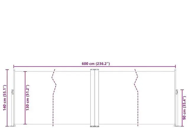 Alt view image 4 of 13 - vidaXL Retractable Side Awning Folding Privacy Screen Anthracite 55.1"x236.2"