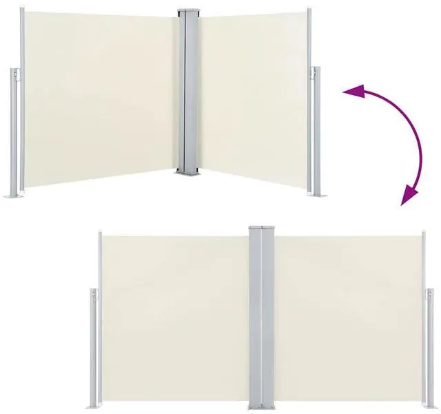 Alt view image 5 of 7 - vidaXL Retractable Side Awning Patio Folding Privacy Screen 66.9"x236.2" Cream