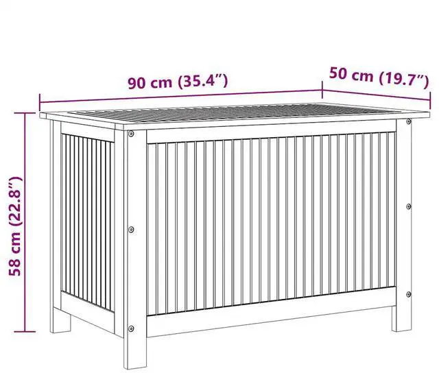 Alt view image 4 of 7 - vidaXL Outdoor Storage Box, Deck Box with Lid, Storage Chest with Water-Resistant Bag Inside, 35.4''x19.7''x22.8'', Solid Acacia Wood