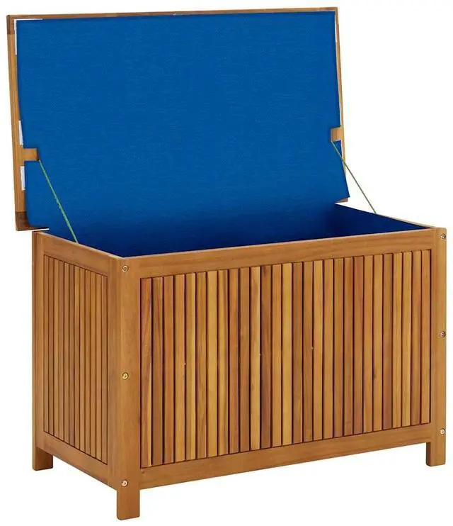 Alt view image 7 of 7 - vidaXL Outdoor Storage Box, Deck Box with Lid, Storage Chest with Water-Resistant Bag Inside, 35.4''x19.7''x22.8'', Solid Acacia Wood
