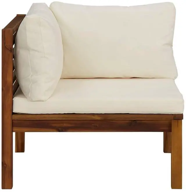 Alt view image 3 of 7 - vidaXL Sectional Corner Sofa with Cream White Cushion Acacia Wood